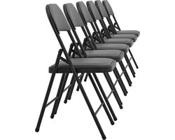[pro.tec]® Bureaustoel klapstoel - 6 stuks set - grijs