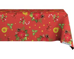 Protecttable - Kerst Tafelzeil Kerst Ster Rood 140x220cm - Tafelkleed Afwasbaar - Kunststof