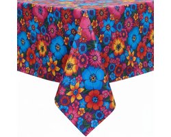 Protecttable - Mexicaans Tafelzeil Bloemenregen Paars 120x170cm - Tafelkleed Afwasbaar - Kunststof