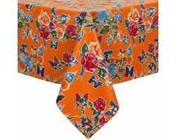 Protecttable - Mexicaans Tafelzeil Vlinders Oranje 120x140cm - Tafelkleed Afwasbaar - Kunststof