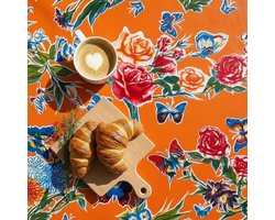 Protecttable - Mexicaans Tafelzeil Vlinders Oranje 120x240cm - Tafelkleed Afwasbaar - Kunststof