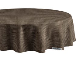 Protecttable - Rond Tafelzeil Borduur Bruin Ø138cm - Tafelkleed Afwasbaar - Kunststof