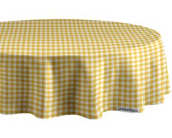 Protecttable - Rond Tafelzeil Kleine Ruit Geel Ø138cm - Tafelkleed Afwasbaar - Kunststof