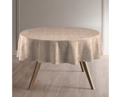 Protecttable - Rond Tafelzeil Linnenlook Beige Ø138cm - Tafelkleed Afwasbaar - Kunststof