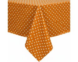 Protecttable - Rond Tafelzeil Madeliefjes Oranje ⌀138cm - Tafelkleed Afwasbaar - Kunststof