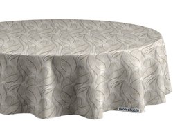 Protecttable - Rond Tafelzeil Moderne Bladstructuur Taupe Ø138cm - Tafelkleed Afwasbaar - Kunststof