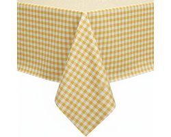Protecttable - Tafelzeil Kleine Ruit Geel 140x240cm - Tafelkleed Afwasbaar - Kunststof