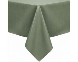 Protecttable - Tafelzeil Linnenlook Olijfgroen 140x350cm - Tafelkleed Afwasbaar - Kunststof