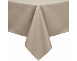 Protecttable - Tafelzeil Linnenlook Taupe 140x290cm - Tafelkleed Afwasbaar - Kunststof