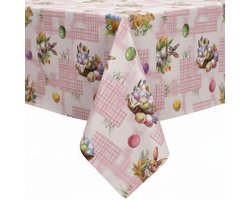 Protecttable - Tafelzeil Pasen Paasei Roze 140x240cm - Tafelkleed Afwasbaar - Kunststof