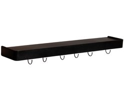 Protopia Dan-Form wandplank met haken 9 haken fineer essen zwart.