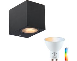 Proventa® Ambiance WIFI LED Wandlamp - White & Color - Bedienbaar met App - Zwart