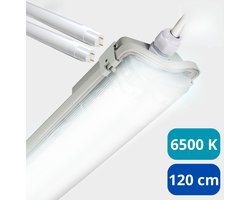Proventa LED TL dubbel armatuur met 2 lampen 120 cm - Koud wit licht 6500 K - Waterdicht - Complete set - Tl-buizen - Tl-armaturen - Tl-verlichting