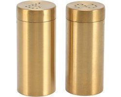 Provento - Gouden Kruidkruik Set van 2 stuks RVS Kruidenflessen met Schroefdop voor Zout, Suiker, Peper en Rode Peper