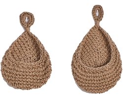 Provento - Hangende fruitmand Boho Jute Plantaardige Opslag Organiser voor Thuis/Keuken - Set van 2 Stuks