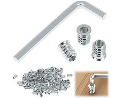 Provento - inschroefmoer voor meubels en kasten, set van 100 stuks, M6x15mm