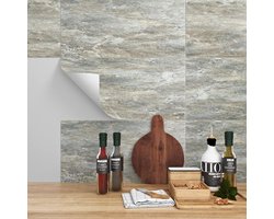 Provento - Tegel Sticker Vloer PVC Zelfklevend Beton Optisch Woonkamer Badkamer Keuken Linoleum Waterdicht Vinyl Tegels - 15-delig