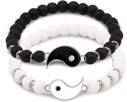 Provento - Twee vriendschapsarmbanden Yin Yang motief voor beste vrienden - Verstelbaar met vriendschapsrelatie thema