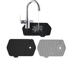 Provento - Waterafdruipmat in set van 2 stuks, 24,5 x 15,3 cm, geschikt voor gootsteenspatbescherming, voor kranen tot 7,5 cm, siliconen mat.