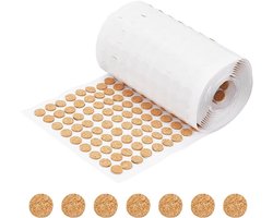 Provento - Zelfklevende kurkcirkels 12,5 mm - Set van 1400 stuks - Voor kasten, tafelbladen en meubels