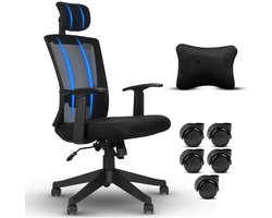 Proxadia® Ergonomische Bureaustoel - Bureaustoelen voor Volwassenen - Office Chair - Incl. Nekkussen en extra wielset - Zwart