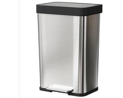 Prullenbak 1 vakken - Afvalscheiding - 60 L inhoud - Duo pedaalemmer Zilver- Afvalemmer 60 Liter - Recycle Afvalbak - Afvalscheidingsprullenbak - Hygiënisch Afval Scheiden - Keuken Vuilbak - Kantoor Prullenbakk - Zilver
