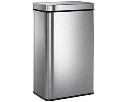 Prullenbak 1 vakken - Afvalscheiding - 60 L inhoud - Duo pedaalemmer Zilver- Afvalemmer 60 Liter - Recycle Afvalbak - Afvalscheidingsprullenbak - Hygiënisch Afval Scheiden - Keuken Vuilbak - Kantoor Prullenbakk - Zilver