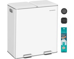 Prullenbak – 2 compartimenten – Soft-close pedaal en binnenemmers