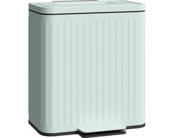 Prullenbak 2 vakken - Afvalscheiding - 2 x 20 L inhoud - Duo pedaalemmer Groen - Afvalemmer 20 Liter - Recycle Afvalbak - Afvalscheidingsprullenbak - Hygiënisch Afval Scheiden - Keuken Vuilbak - Kantoor Prullenbakk