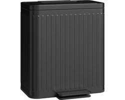 Prullenbak 2 vakken - Afvalscheiding - 2 x 20 L inhoud - Duo pedaalemmer Zwart - Afvalemmer 20 Liter - Recycle Afvalbak - Afvalscheidingsprullenbak - Hygiënisch Afval Scheiden - Keuken Vuilbak - Kantoor Prullenbakk