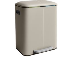 Prullenbak 2 vakken - elk 20 liter - met binnenemmers - beige