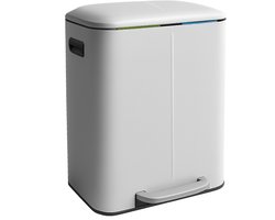 Prullenbak 2 vakken - elk 20 liter - met binnenemmers - wit