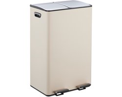 prullenbak 2 vakken - elk 30 liter - afvalscheiding - binnenemmers - beige