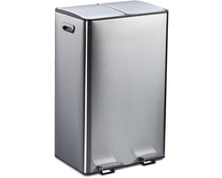 prullenbak 2 vakken - elk 30 liter - afvalscheiding - binnenemmers - zilver