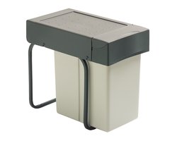 Prullenbak 20 liter vuilbak op geleider voor inbouw achter keukendeur - lichtgrijs