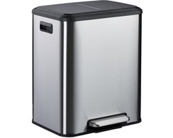 prullenbak 2x 15 l - binnenemmer - afvalscheiding - softclose - zilver