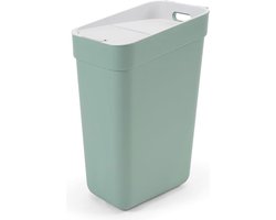 Prullenbak 30L met gesplitst deksel en muurhaken - Groen/Lichtgrijs