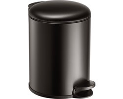 Prullenbak 5 Liter - kleine Pedaalemmer in geborsteld gun metal donker grijs metaalkleur - voor badkamer, WC toilet of kantoor - HÜSQ Slimbin