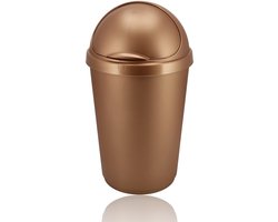 Prullenbak 50 L Roségoud – Afvalemmer met Swing- & Schuifdeksel – Kunststof Vuilnisbak 50 Liter – Keuken & Kantoor – Design Afvalbak