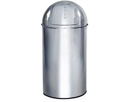 Prullenbak - 50L - Chroom - Plaatstaal - Push