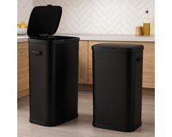 prullenbak 60 liter zwart- afvalemmer- vuilnisbak- vuilemmer- prullen bak- afval emmer- afvalbak- afval emmer- Groot- Prullenbak met Drukdeksel -Stijlvol Zwart Ontwerp- voor Drukke Huishoudens en Kantoren | Duurzaam