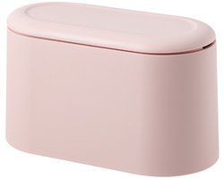 Prullenbak - Aanrecht Afvalbakje - Tafelafvalbakje - Mini-prullenbak met Deksel - Tafelafvalemmer - Voor Kantoor, Badkamer, Keuken en Slaapkamer - PP - Roze - 22*11*13 cm - Badkamerprullenbakken - Afvalemmer - Prullenmand - Auto prullenbak