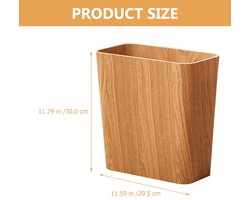 Prullenbak Bamboe – Casa Serena Smalle Rechthoekige Vuilnisemmer voor Badkamer, Slaapkamer, Keuken of Kantoor, Touch Toe Handsfree Afvalmand, Compact en Modern, Donkerbruin Hout