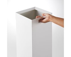 Prullenbak Casa Serena Tower - Minimalistische Witte Stalen Afvalbak voor Thuis, Badkamer, Keuken en Kantoor - 7,25 liter Inhoud - In elkaar Grijpend Design met Gevoerde Bodem - Moderne vierkante rand Afvalemmer 22,5 x 22,5 x 60 cm