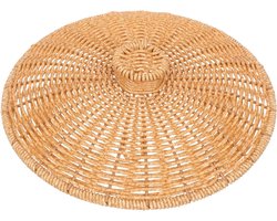 Prullenbak Deksel - Afvalbak Deksel - Afval Opbergen - Imitatie Rotan Uiterlijk - 23.5 cm - Bruin