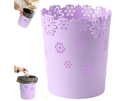 Prullenbak - Holle plastic prullenbak - 22×19×15,5 cm - Prullenbak voor kantoor en thuis - Prullenbak voor kinderkamer en keuken - Geschikt voor slaapkamers, badkamers, keukens en kantoren - Paars