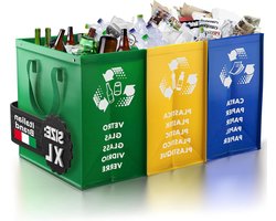 Prullenbak met 3 vakken - Afvalscheidingssysteem voor papier, glas en plastic - 1 stuk - XL formaat - Duurzaam materiaal