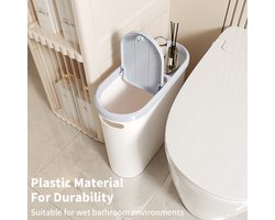 Prullenbak met deksel - Prullenbakken - Vuilbak - Papierbak - Afvalemmers - Voor keuken, badkamer, kantoor, toilet en slaapkamer - Plastic - Items die kunnen worden opgeslagen - Inhoud 10 liter - Wit