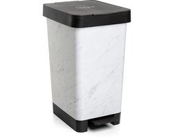 Prullenbak met Pedaal - Afvalbak Keuken - Hygiënisch Afval Beheer - BPA-vrij Stevig Plastic - 25 Liter 26x36x47cm - Marmer