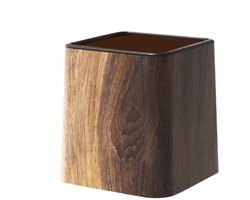 prullenbak - Mini - Afvalbak voor op het bureau - Vintage houtnerfafwerking - Geschikt voor bureaus, keukens en badkamers - Ruimtebesparend - Ontwerp zonder deksel - Houtkleur